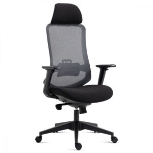 AUTRONIC KA-V322 BK Kancelářská židle, černý plast, černá látka, 4D područky, kolečka pro tvrdé povrchy, houpací mechanika s polohovou areta